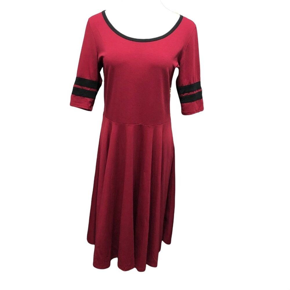 LuLaRoe Fit & Flare Dress  XL Red   Polyester Spandex